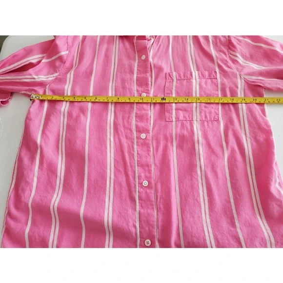 MARINE LAYER Pink White Stripe Button Down Shirt Relaxed Fit Women's‎ Small - Picture 8 of 11